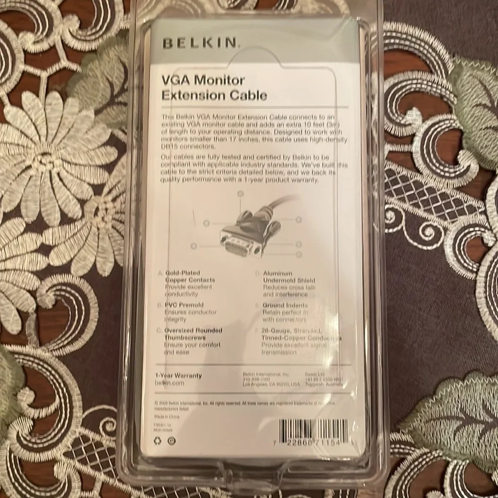Belkin 10' VGA Monitor Extension Cable 10ft HDDB15 M/F